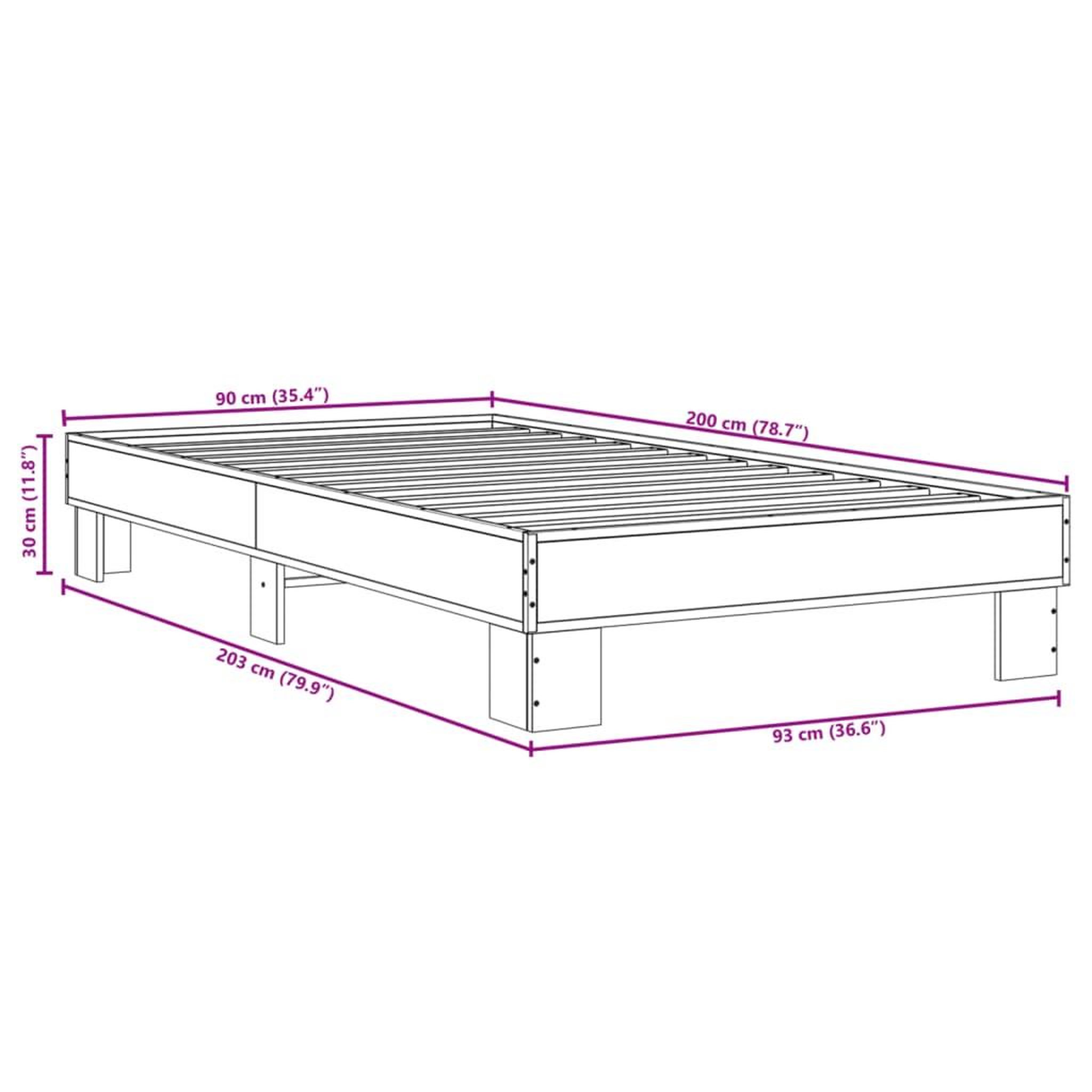 Voir la diapositive 6 : VIDAXL Cadre de lit sans matelas noir 90x200 cm