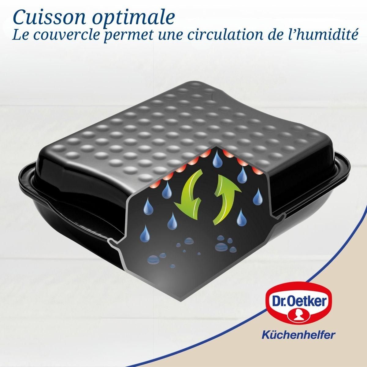 DR.OETKER Plat à four avec couvercle en acier émaillé 42 x 34 cm Dr. Oetker Back-Idee Kreativ