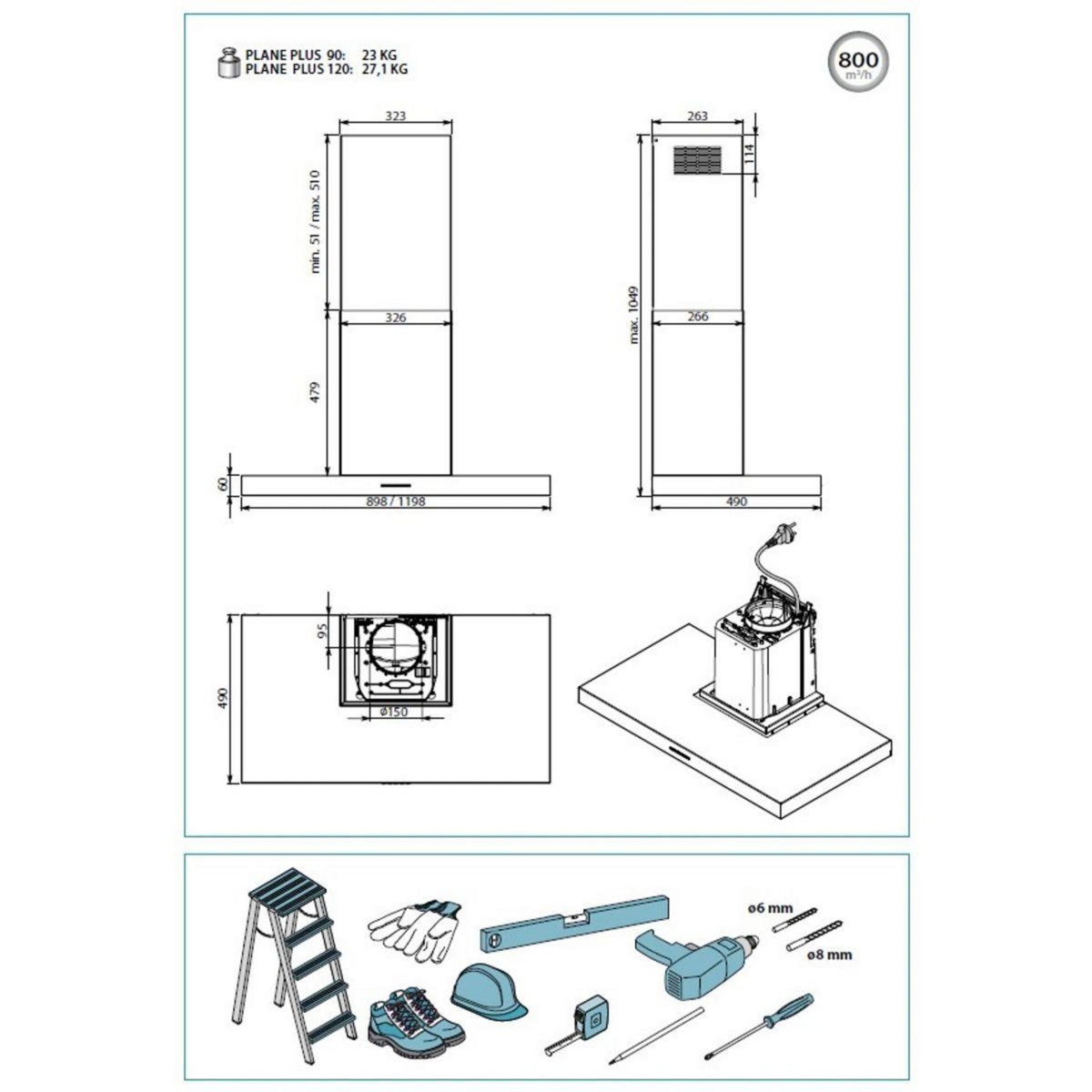 Falmec Hotte décorative murale PLANEP1430