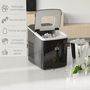 Voir la diapositive 4 : HOMCOM Machine à glaçon 120 W - capacité réservoir eau 1,8 L - capacité réservoir glace 0,8 Kg - cuillère et panier inclus - PP noir