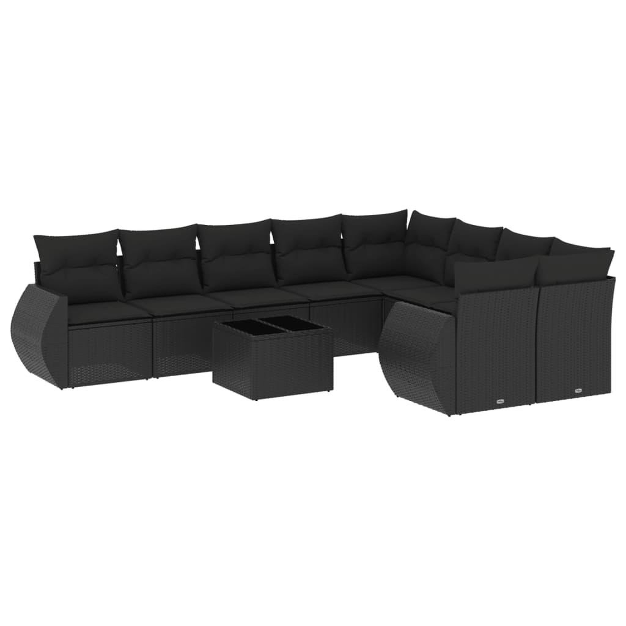 Voir la diapositive 2 : VIDAXL Salon de jardin 10 pcs avec coussins noir resine tressee