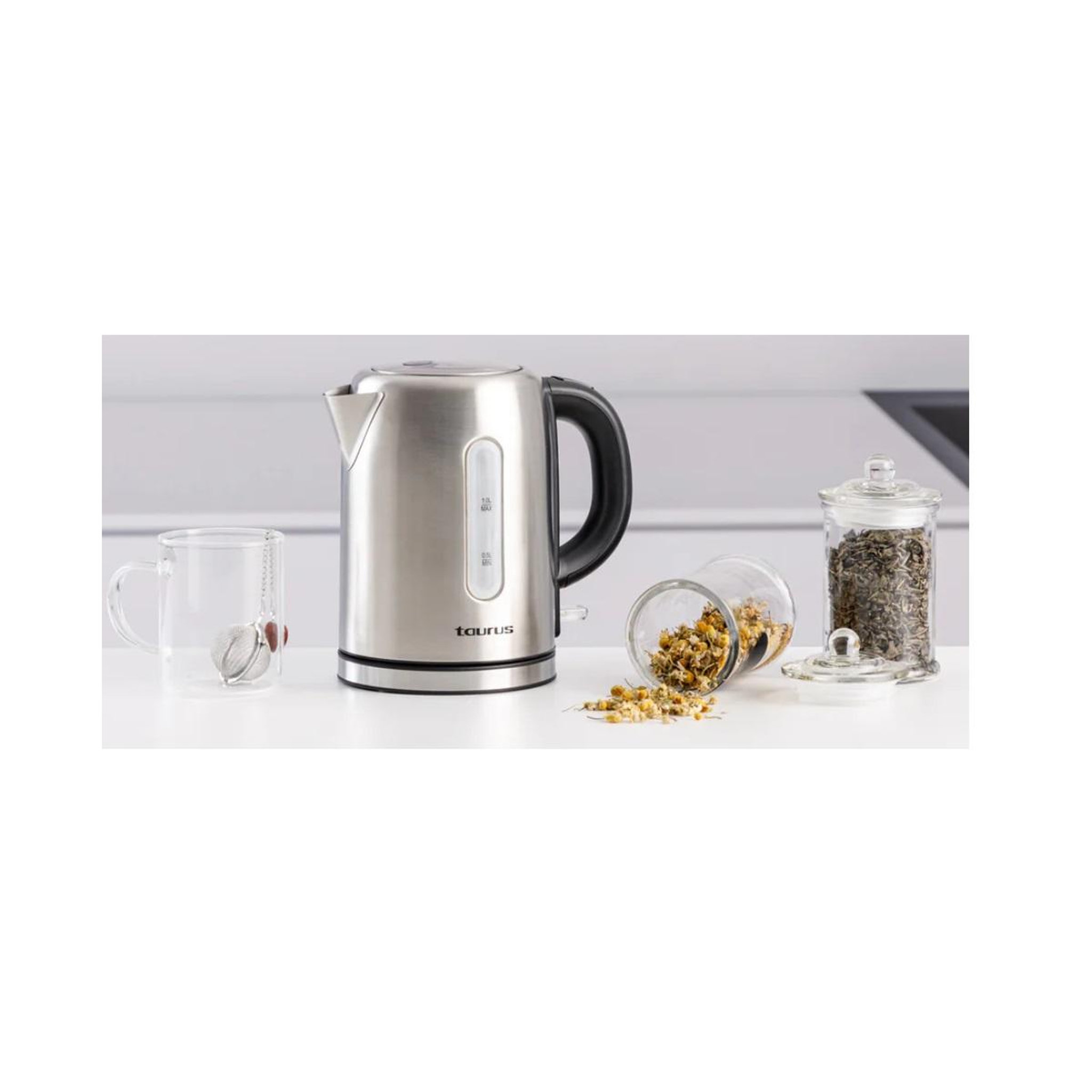 Voir la diapositive 2 : Taurus Bouilloire sans fil 1l 2200w inox - KE2206X