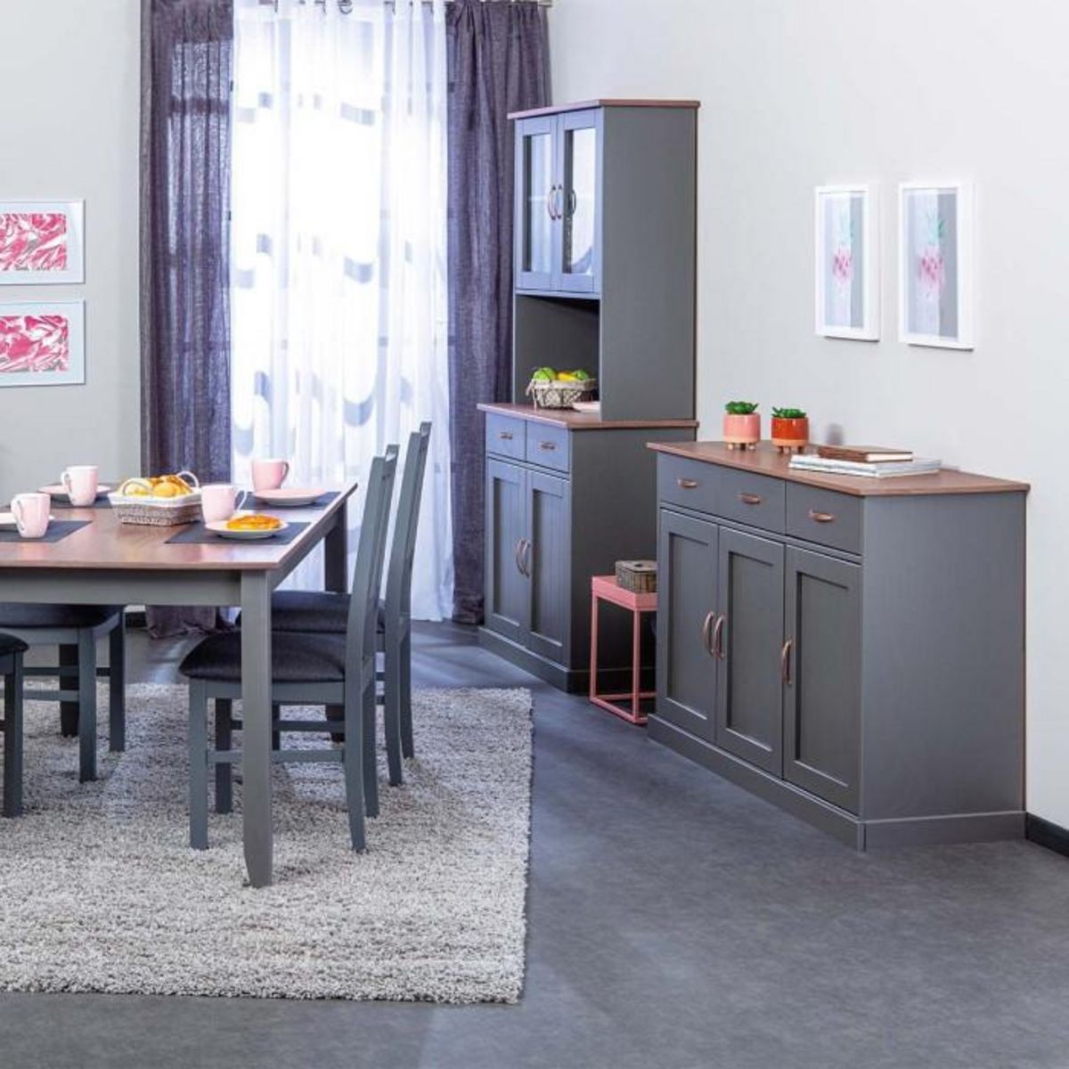 Paris Prix Buffet 2 Portes & 2 Tiroirs  Zernan  90cm Gris