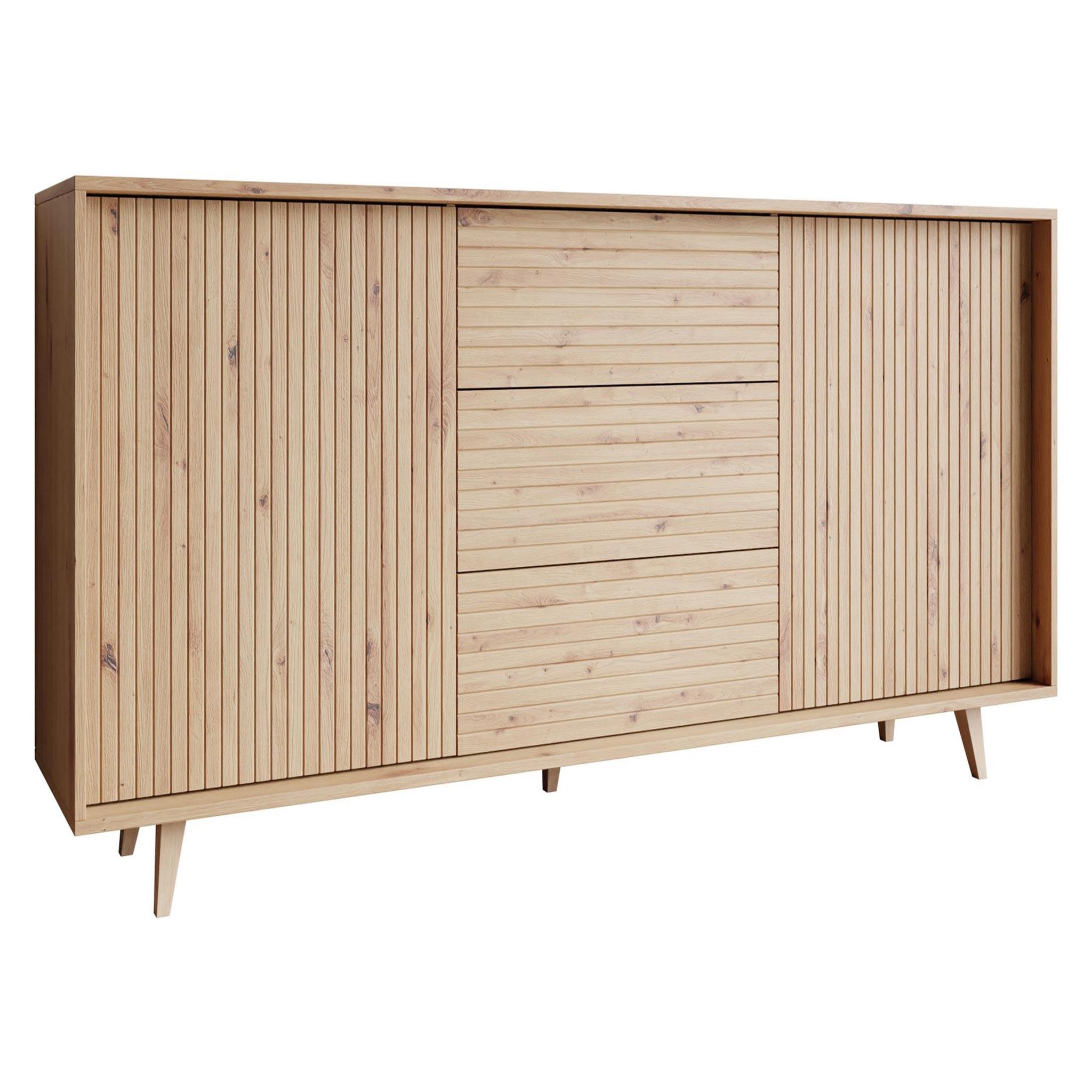 Voir la diapositive 4 : BEST MOBILIER Diego - buffet - effet bois - 3 tiroirs et 2 portes - 180 cm