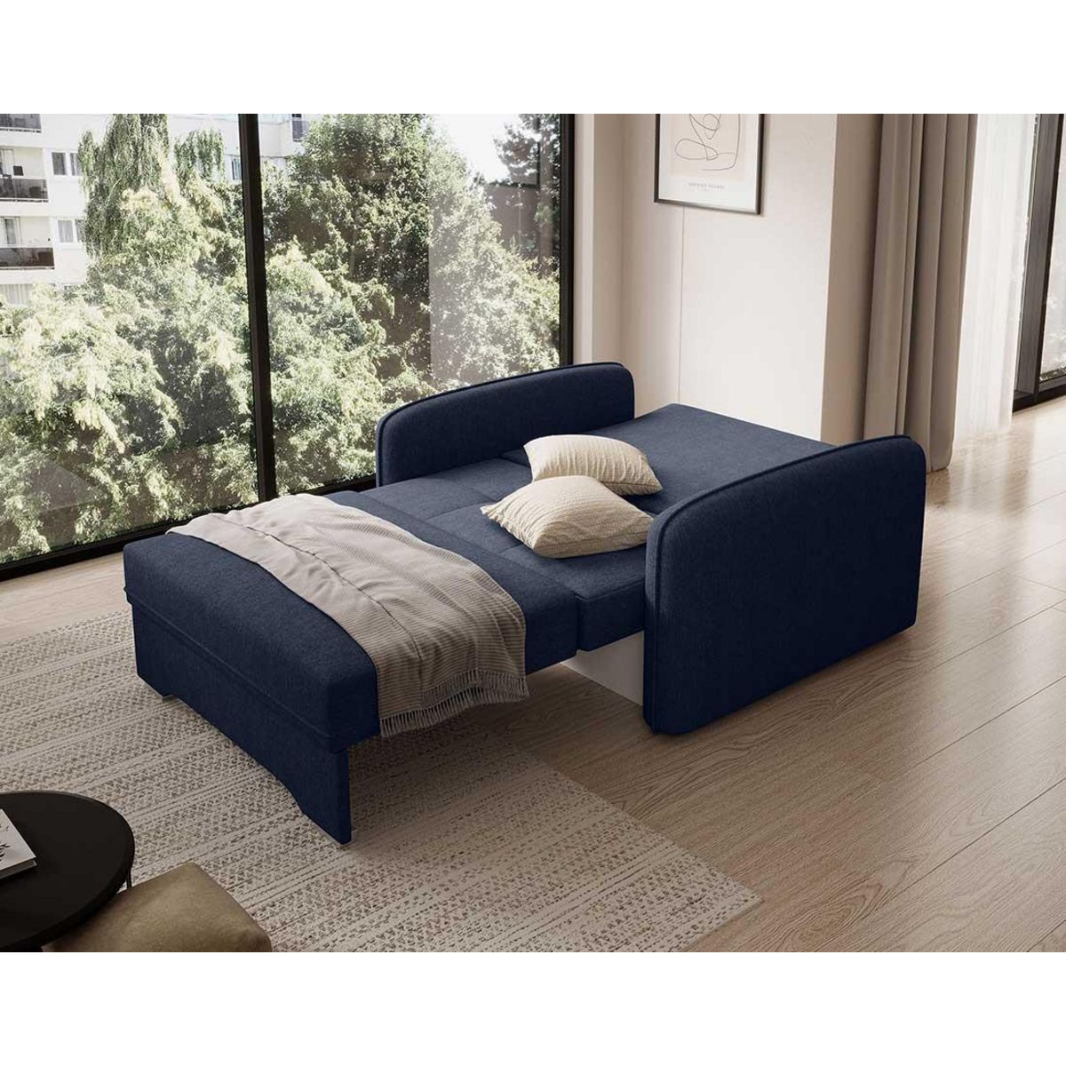 BEST MOBILIER Michelle - fauteuil convertible avec coffre en velours