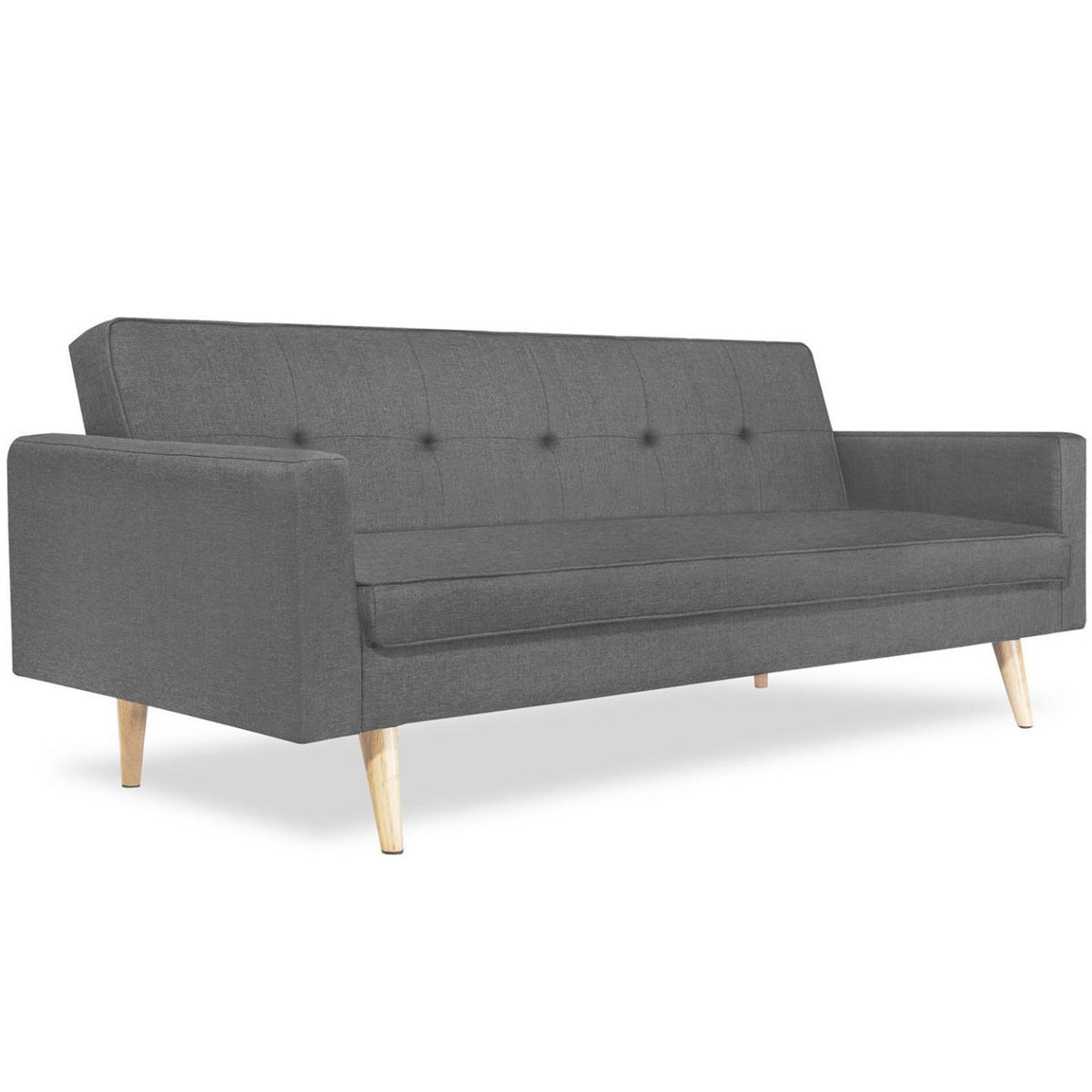 ID MARKET Canapé droit scandinave 3 places convertible LARS gris