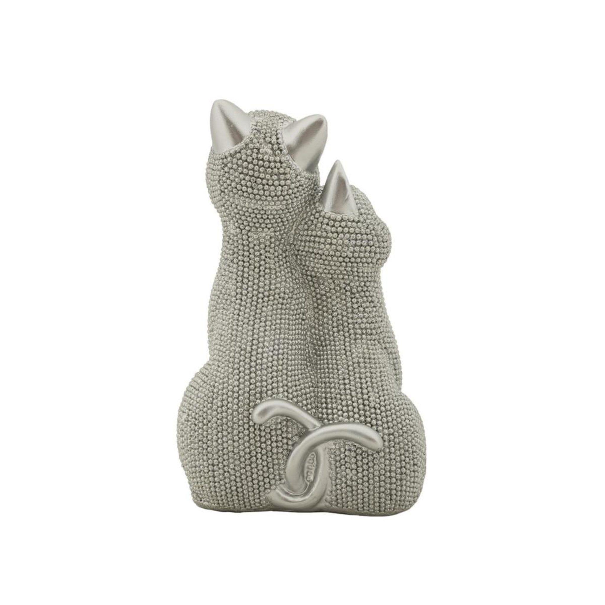 Voir la diapositive 2 : Paris Prix Statuette déco couple de chat  sparky  21cm argent