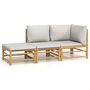 Voir la diapositive 2 : VIDAXL Salon de jardin 3 pcs avec coussins gris clair bambou