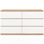 Voir la diapositive 3 : ID MARKET Commode 6 tiroirs TOMI XXL 140 cm bois façon hêtre et blanc