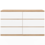 Voir la diapositive 3 : ID MARKET Commode 6 tiroirs TOMI XXL 140 cm bois façon hêtre et blanc