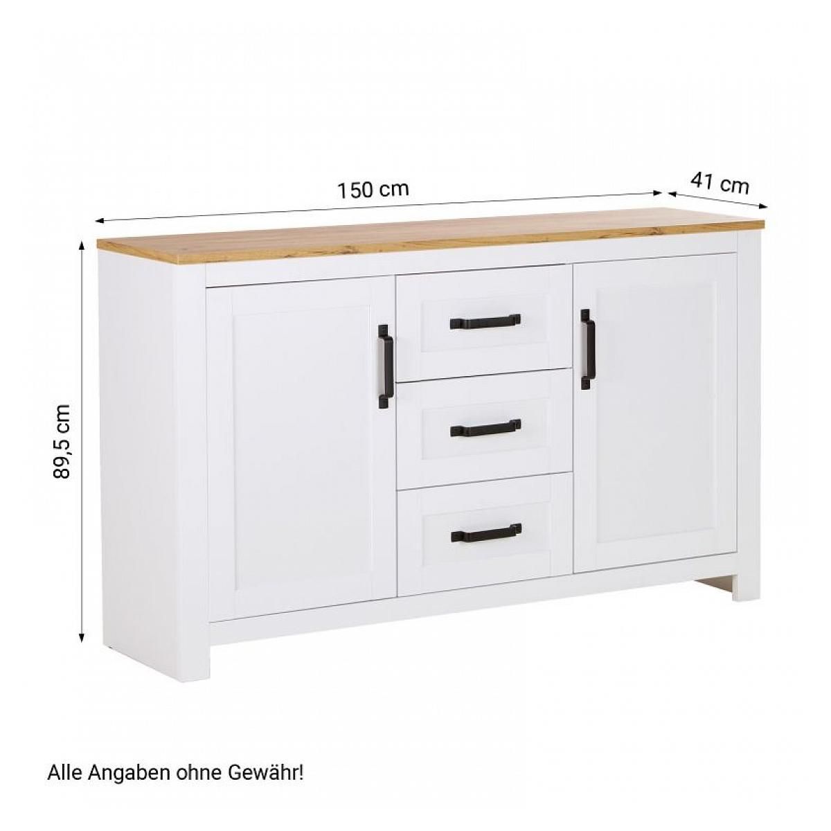 HomeStyle4U Buffet Scandinave Blanc en Bois de 150 cm - Rangement Élégant et Moderne