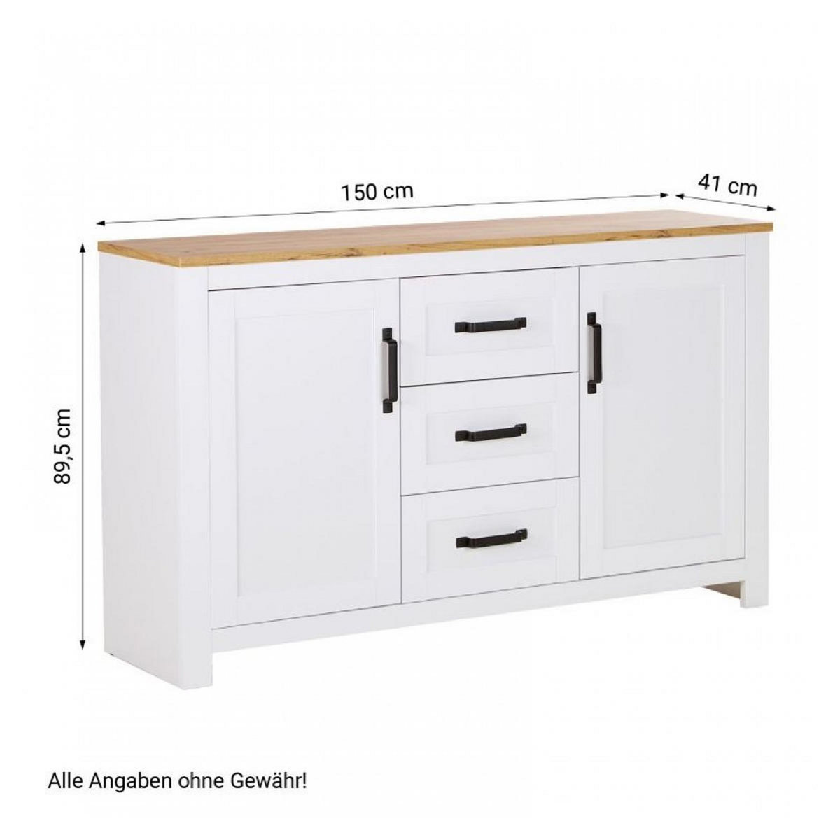 HomeStyle4U Buffet Scandinave Blanc en Bois de 150 cm - Rangement Élégant et Moderne
