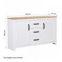 Voir la diapositive 2 : HomeStyle4U Buffet Scandinave Blanc en Bois de 150 cm - Rangement Élégant et Moderne