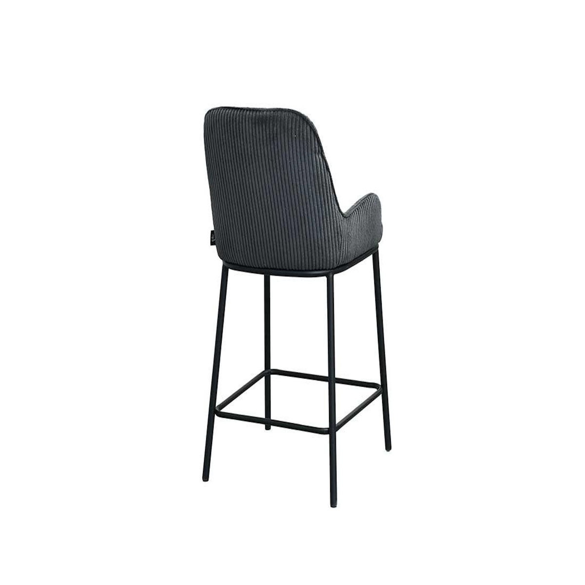 LISA DESIGN Salinas - lot de 2 chaises de bar - en velours côtelé - gris anthracite - h65 cm