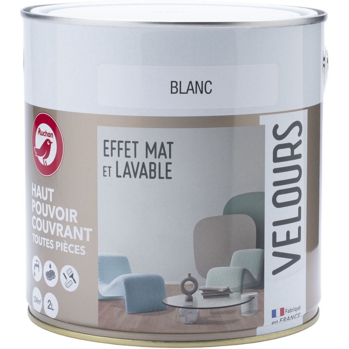 AUCHAN Mono couche blanc velour 2 L 