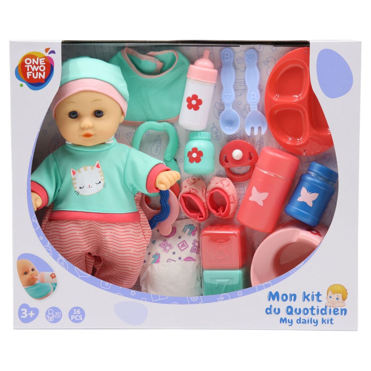 One Two Fun Coffret mon bébé 30 cm et accessoires pas cher 