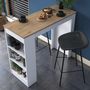 Voir la diapositive 2 : TOILINUX Table de bar avec niches de rangements en bois - Marron et blanc
