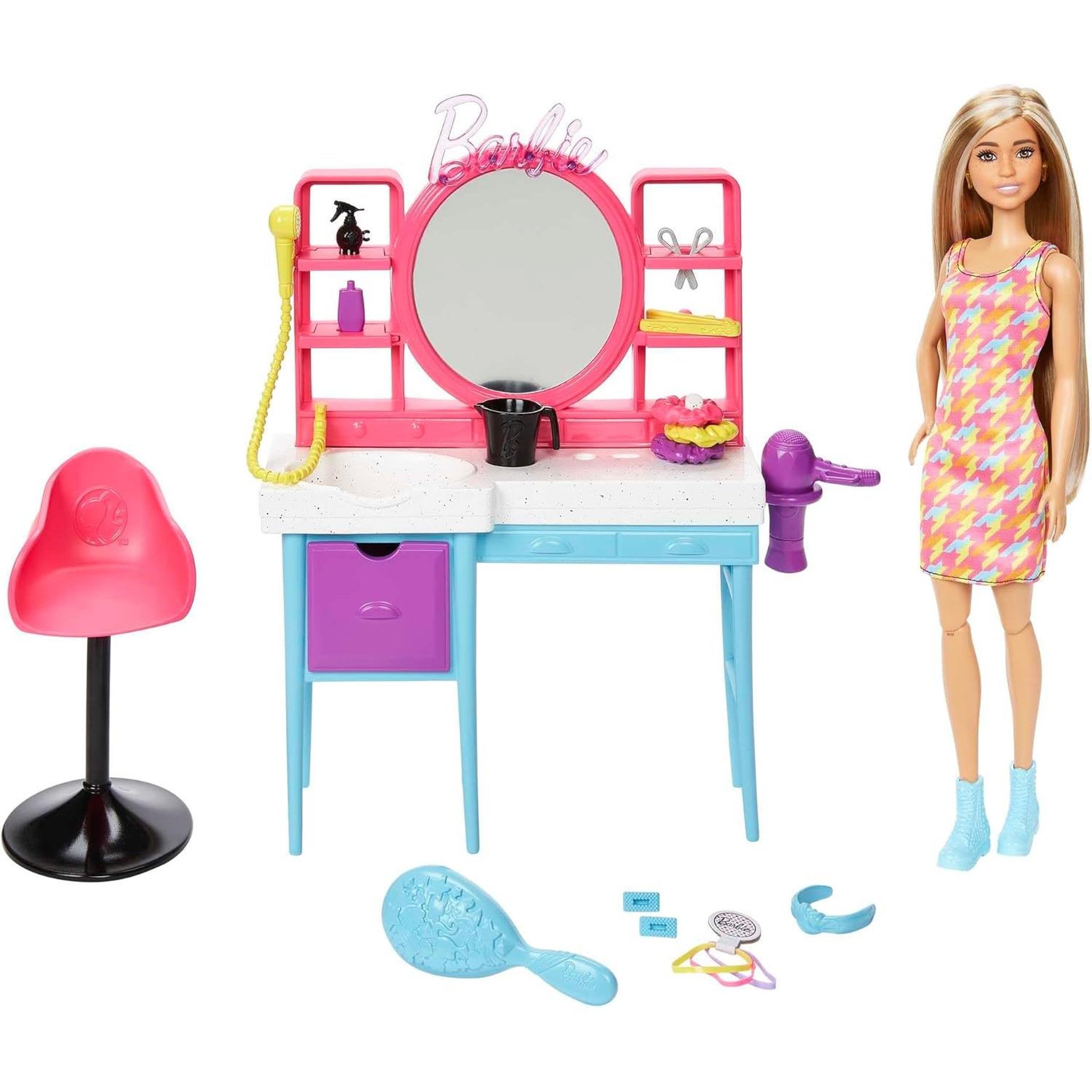 Voir la diapositive 2 : MATTEL Barbie - Coffret salon de coiffure