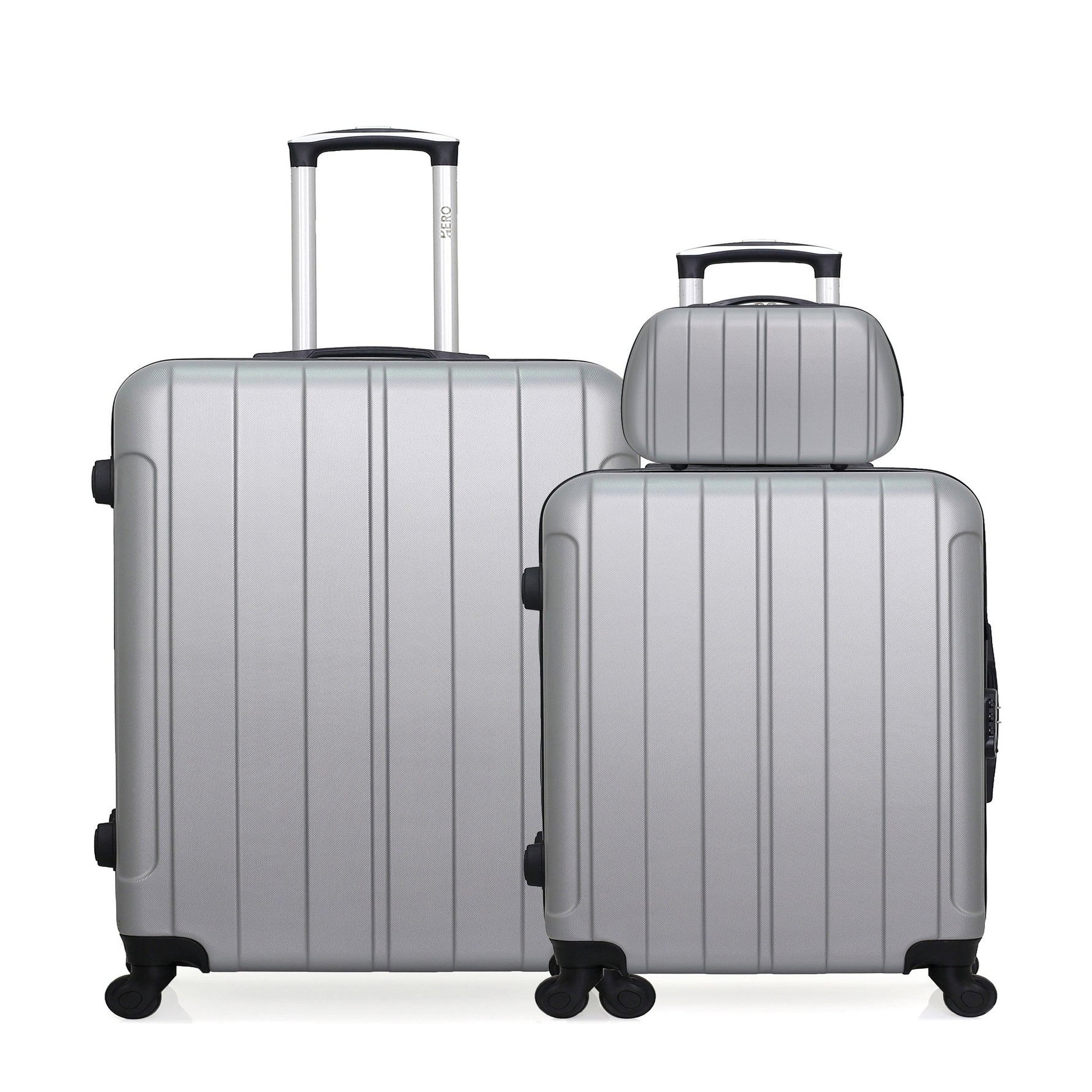 HERO Hero - lot de 3 - valise grand format, valise weekend et vanity fogo. Coloris disponibles : Gris, Bleu