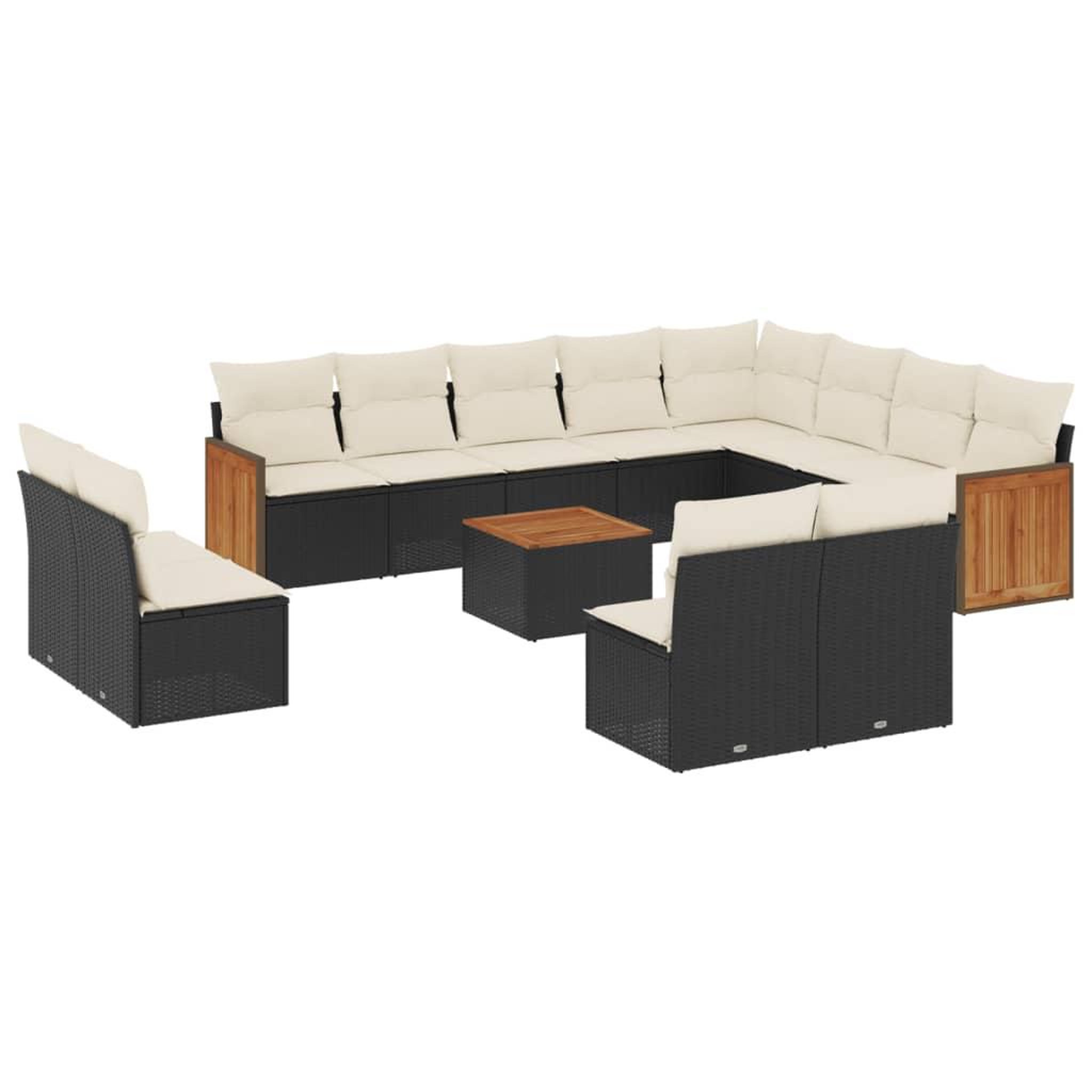 Voir la diapositive 2 : VIDAXL Salon de jardin avec coussins 13 pcs noir resine tressee