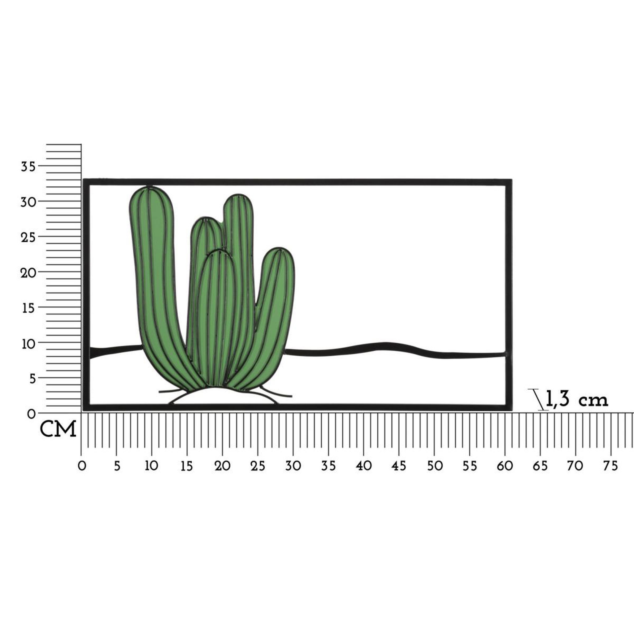 Voir la diapositive 6 : Paris Prix Décoration murale encadrée en métal  cactus  60cm vert & noir