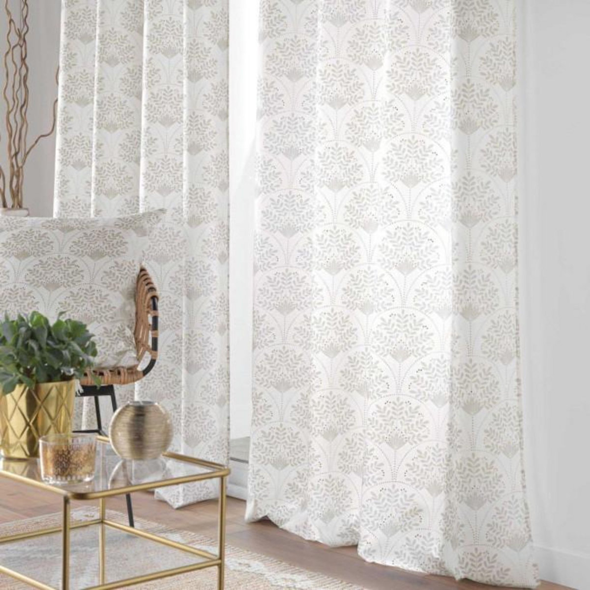 Paris Prix Rideau à Œillets Imprimé  Majestia  140x260cm Blanc