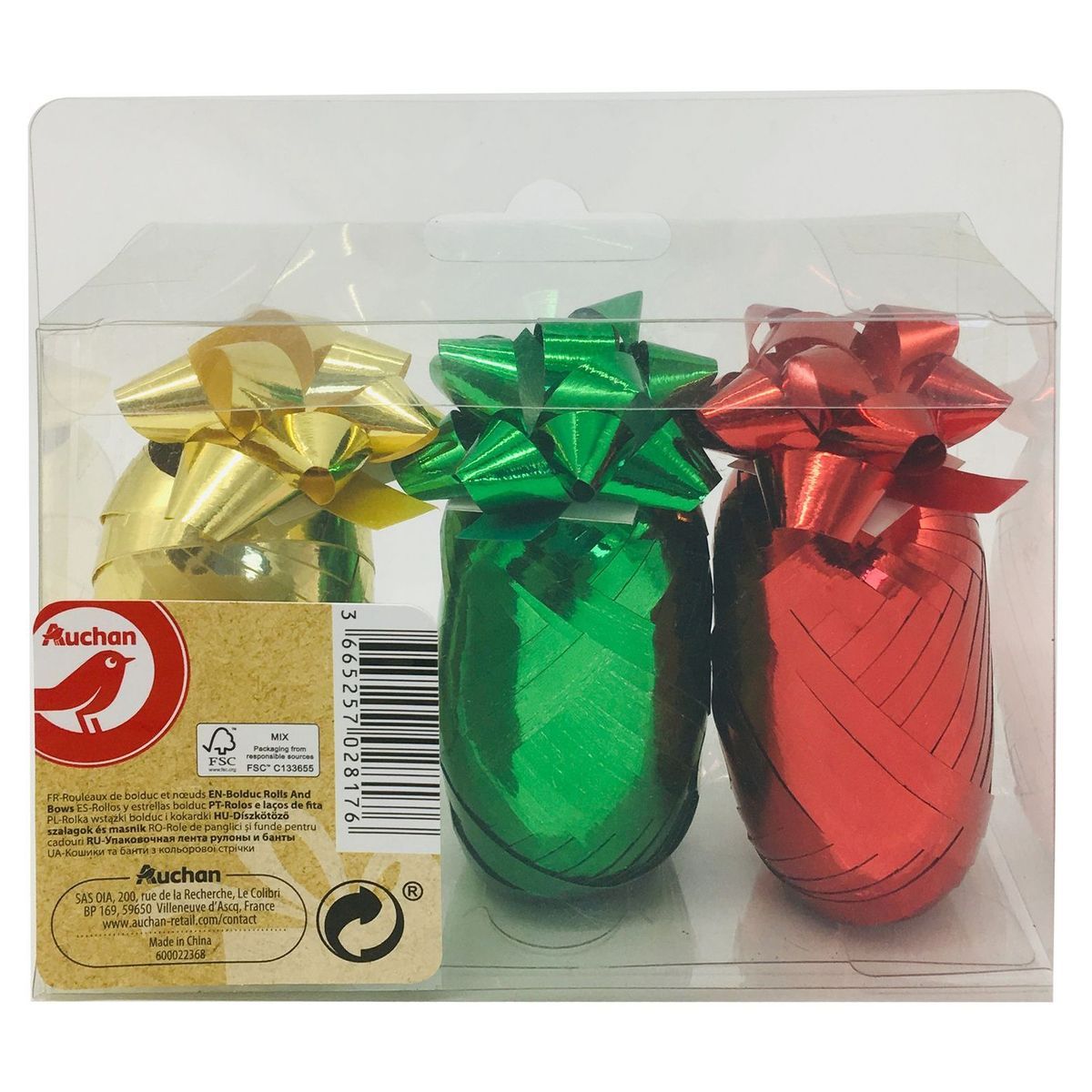 AUCHAN Kit emballage cadeau fleurs + bolducs