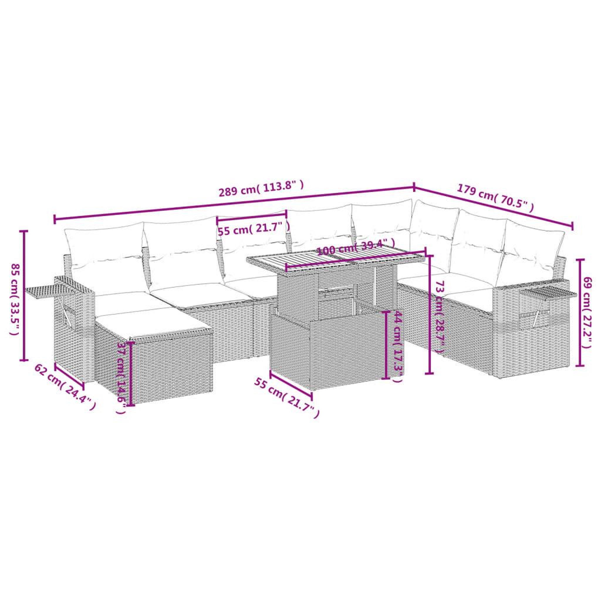 Voir la diapositive 5 : VIDAXL Salon de jardin 9 pcs avec coussins noir resine tressee