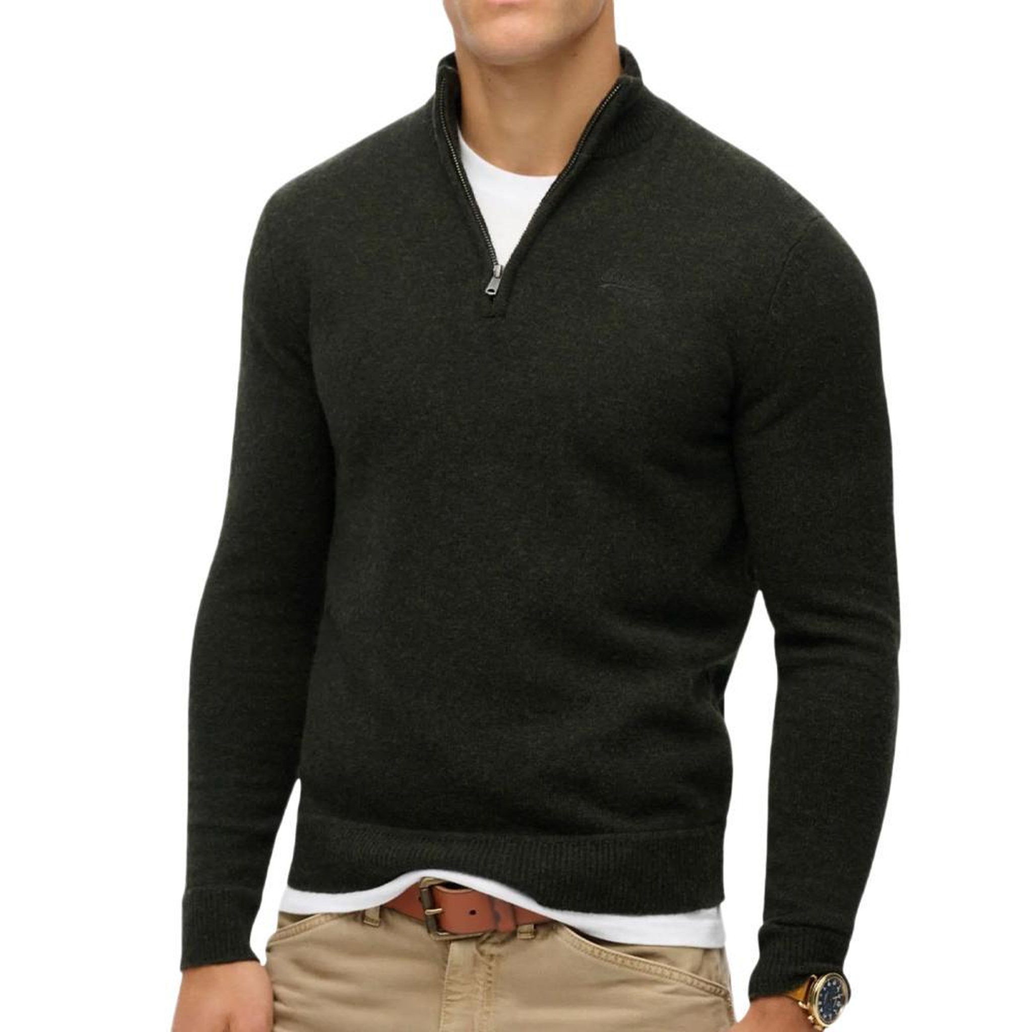 Voir la diapositive 2 : SUPERDRY Pull vert foncé superdry essential