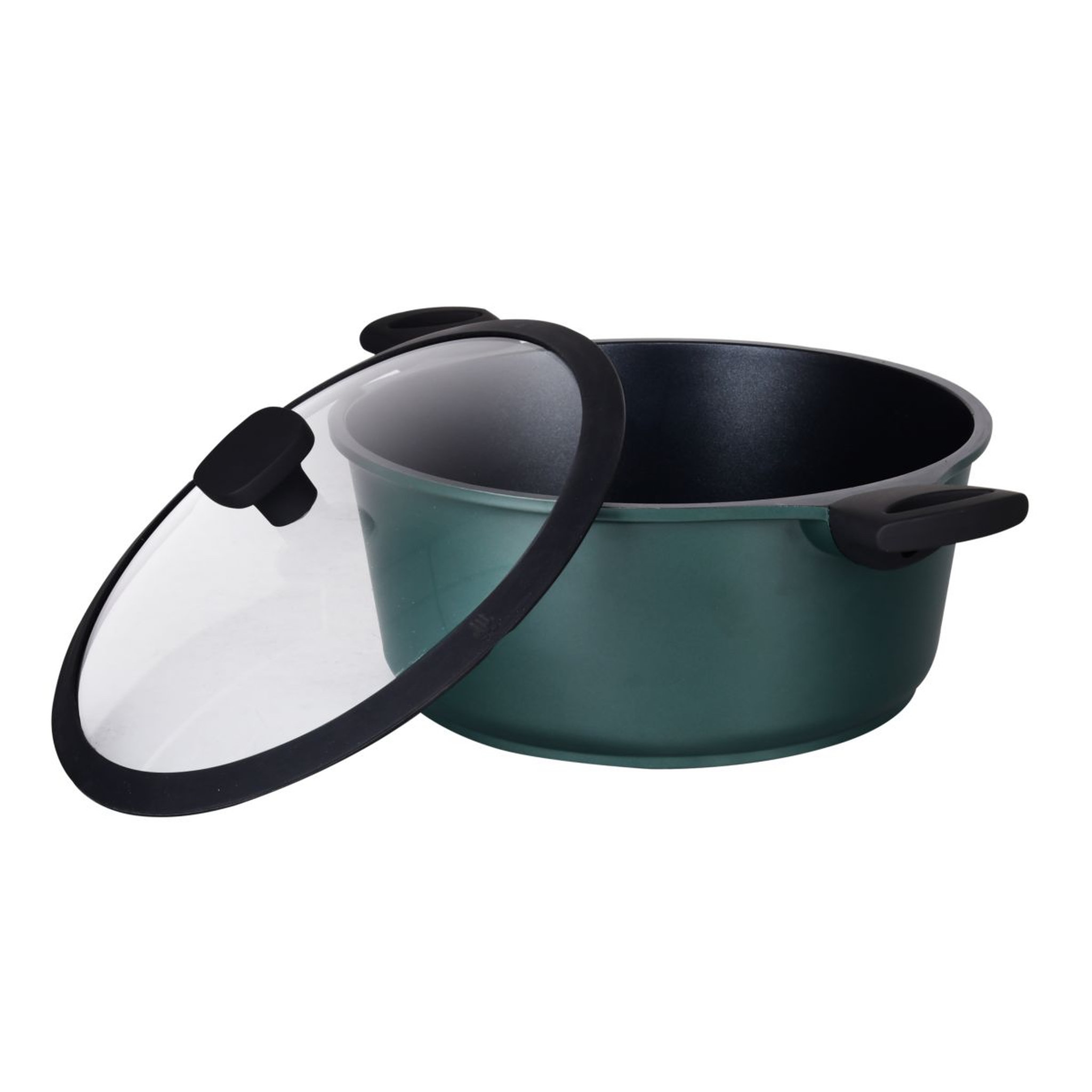 Voir la diapositive 3 : Faitout 24cm en fonte d'aluminium vert avec couvercle