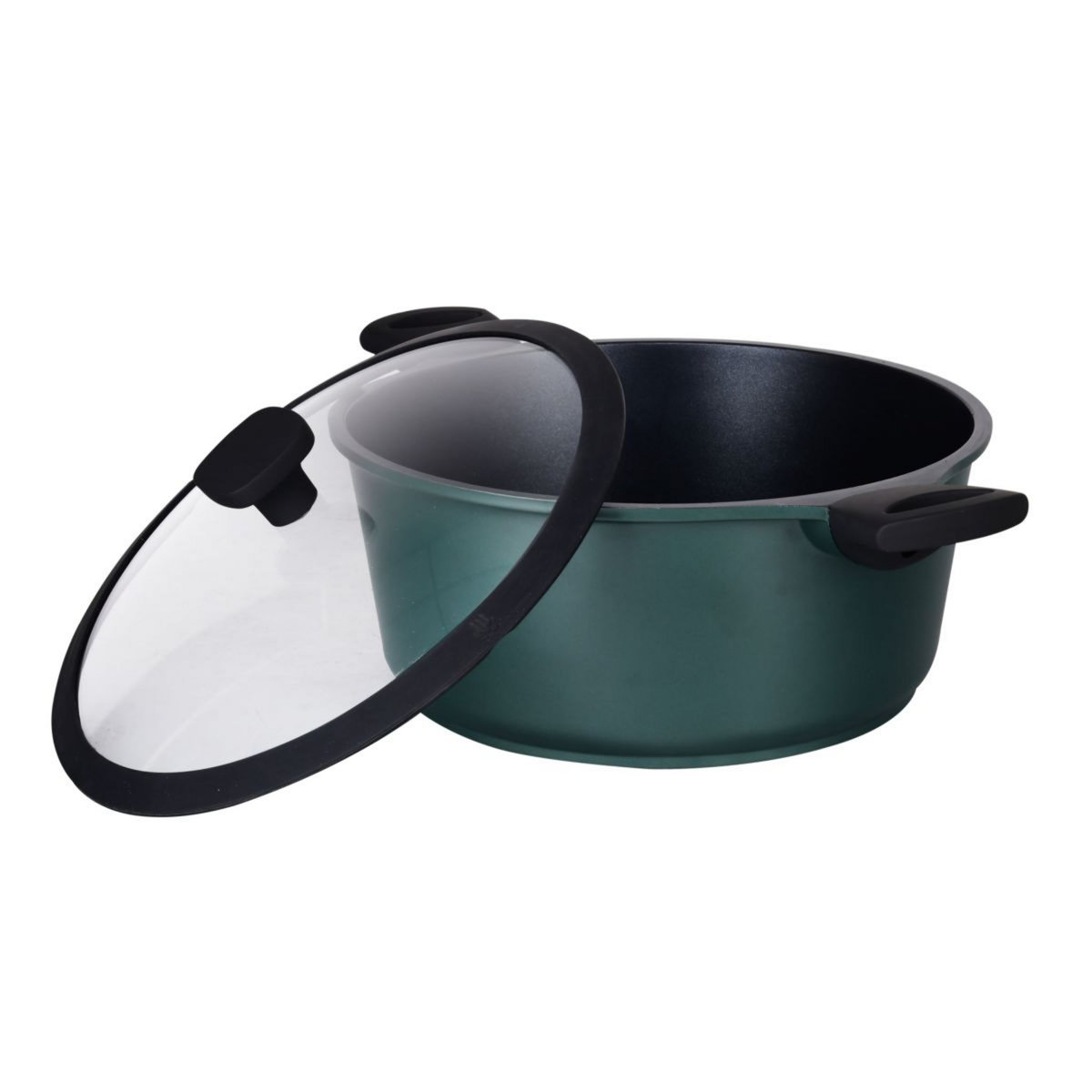 Faitout 24cm en fonte d'aluminium vert avec couvercle