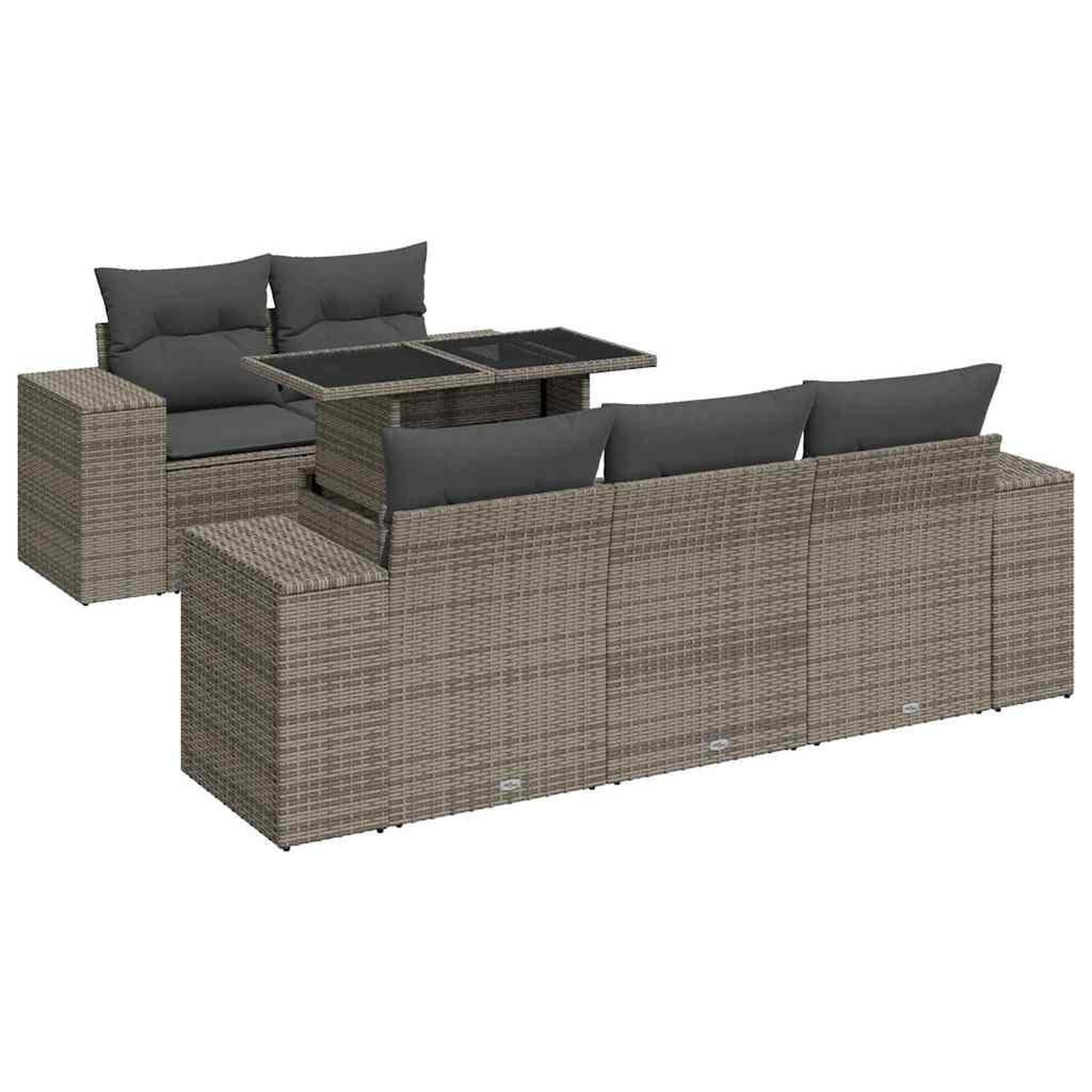 Voir la diapositive 2 : VIDAXL Salon de jardin 6 pcs avec coussins gris resine tressee