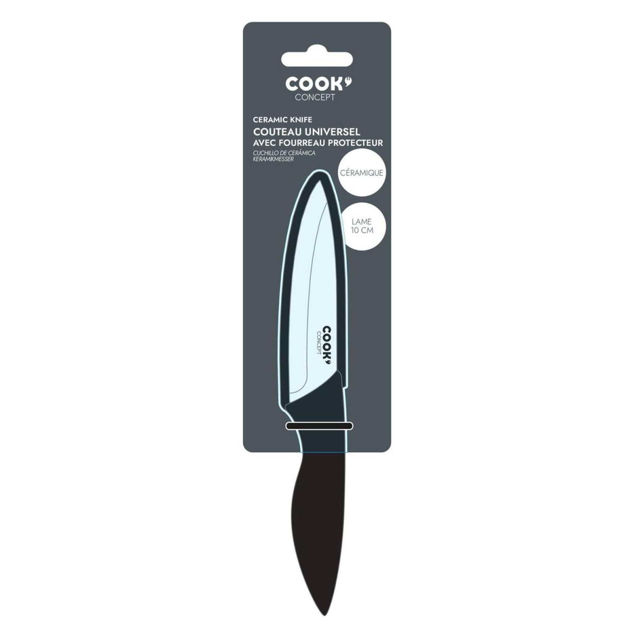 Voir la diapositive 4 : COOK CONCEPT Couteau Universel avec Étui  Soft  19cm Noir