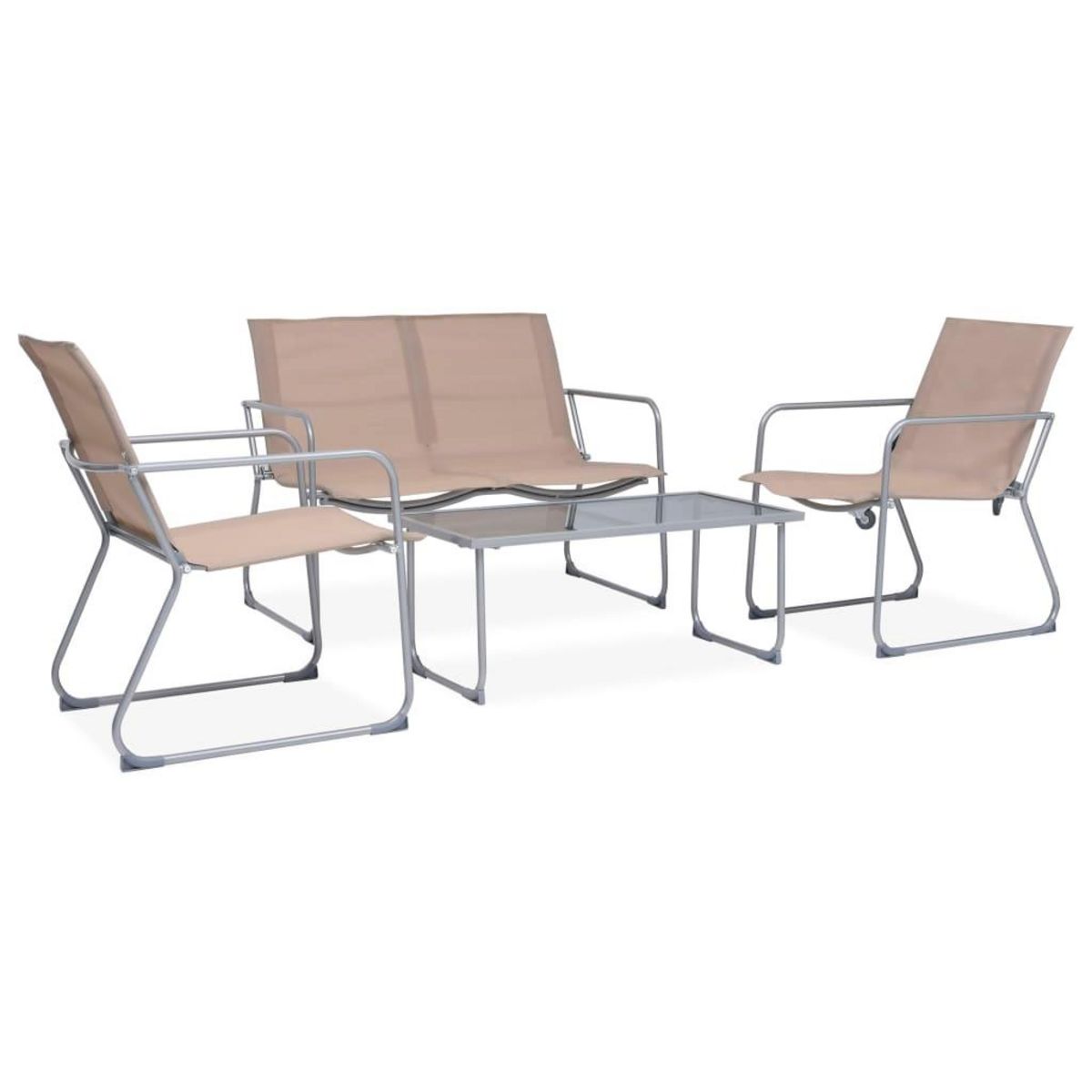 VIDAXL Salon de jardin 4 pcs Tissu et acier Taupe
