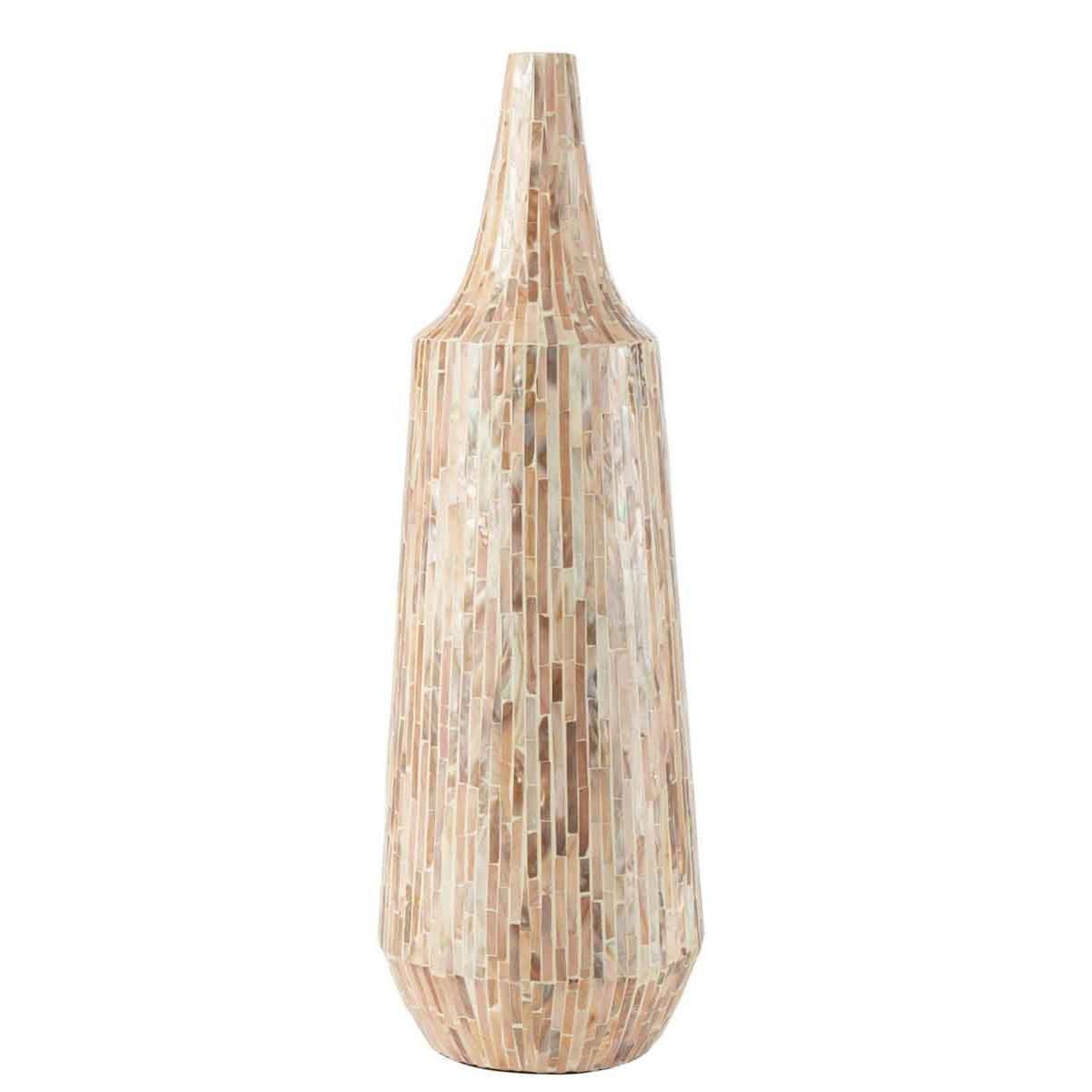 J-LINE Vase Bouteille Motif Mosaïque  Nuye  71cm Beige