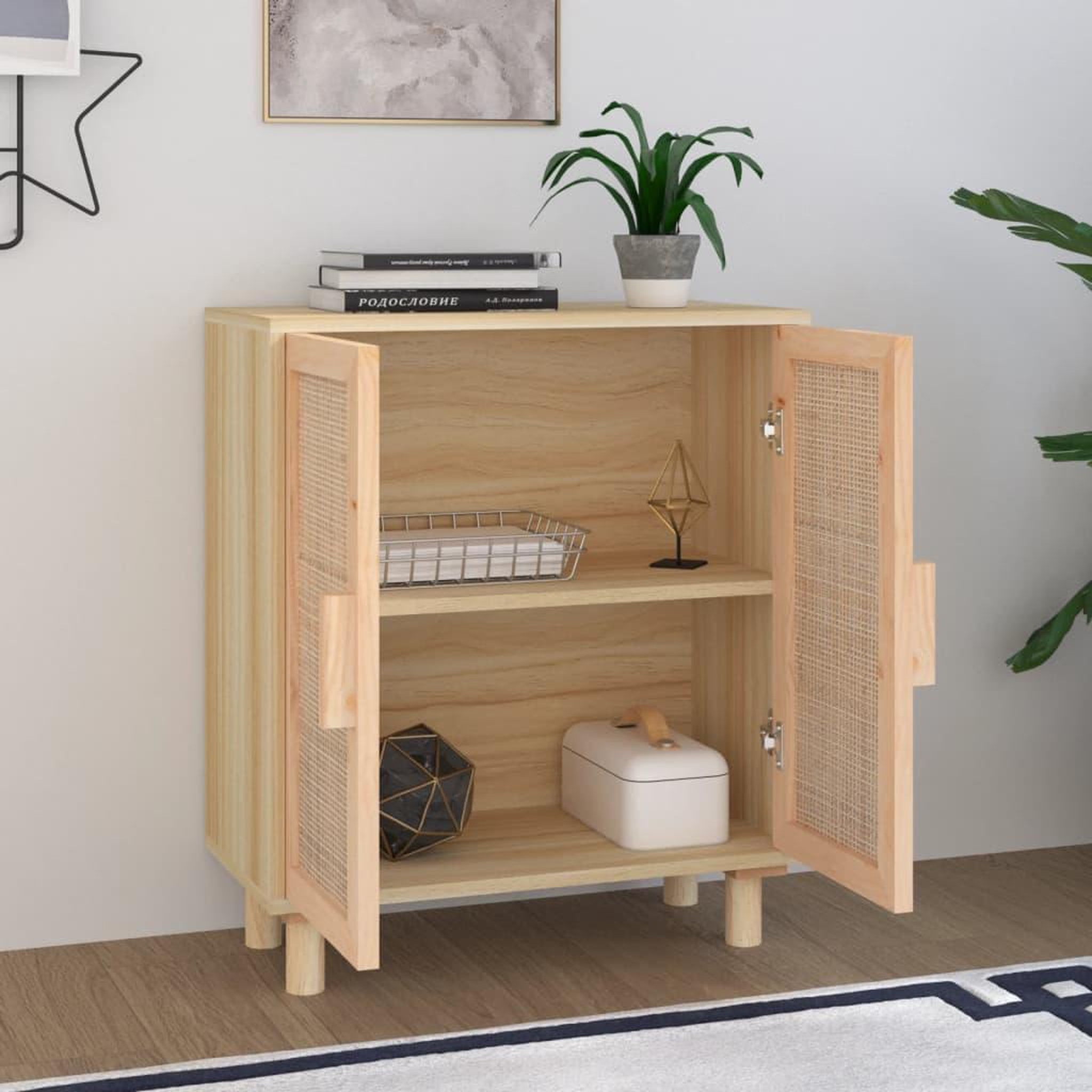 Voir la diapositive 3 : VIDAXL Buffet Marron 60x30x70 cm Bois de pin massif et rotin naturel