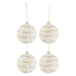 Paris Prix Lot de 4 Boules de Noël  Xmas  10cm Blanc & Or