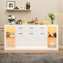 Voir la diapositive 2 : MERAX Buffet 3 porte(s) 3 tiroir(s) - 160 cm blanc led panneau de particules