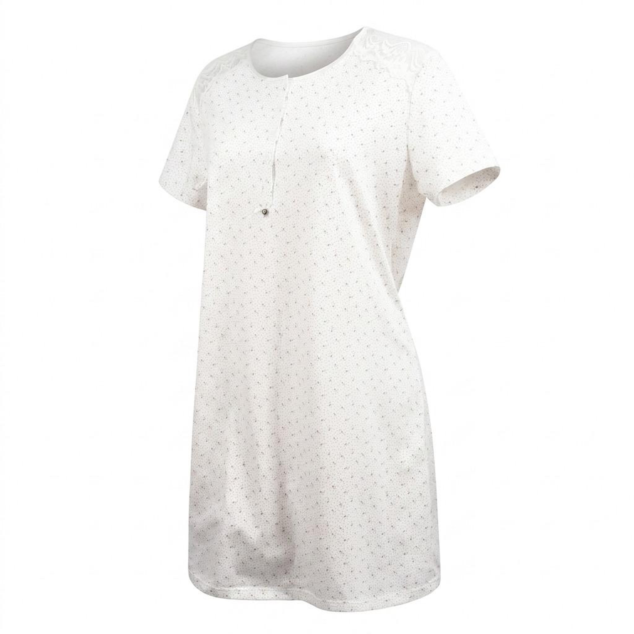 Voir la diapositive 4 : OZABI OZABI Pack 2 Chemises de Nuit Femme Dentelle Boutonné Manches Courtes Coton