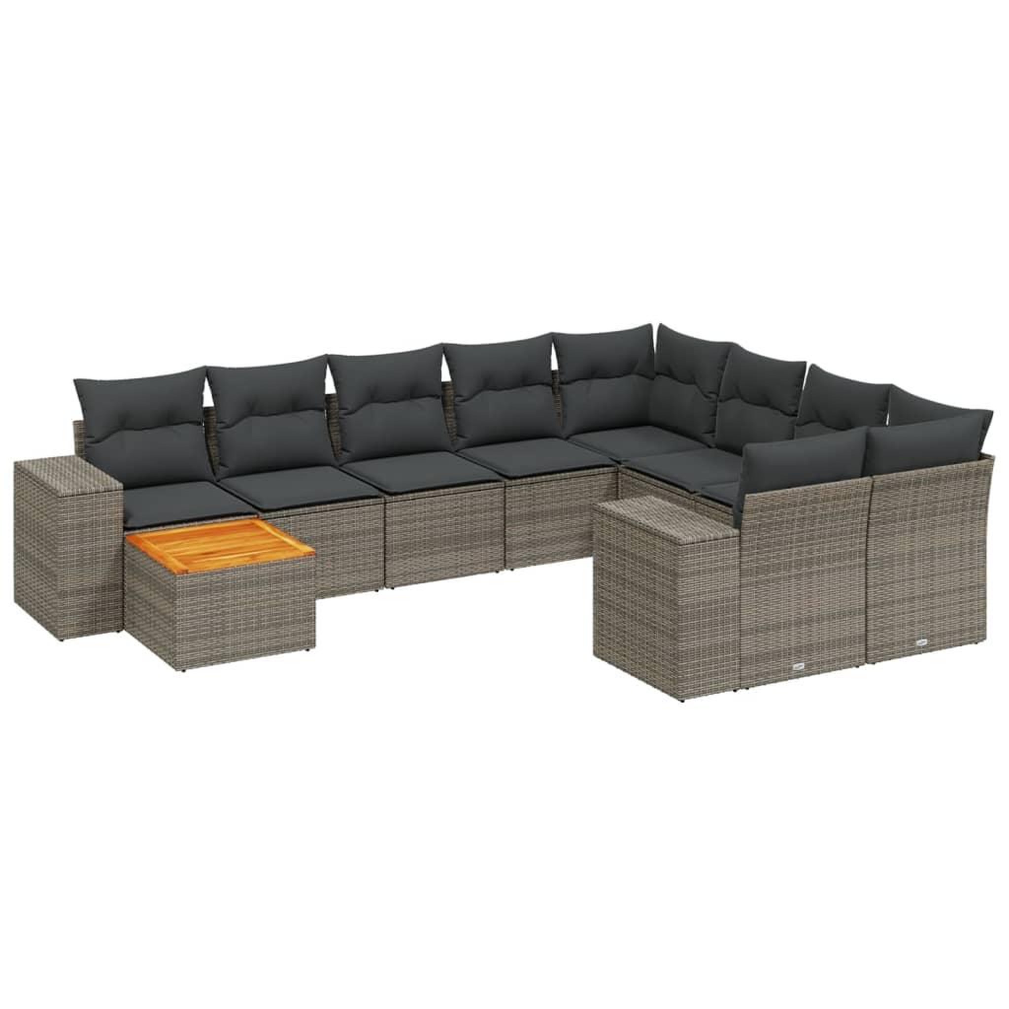 Voir la diapositive 2 : VIDAXL Salon de jardin 11 pcs avec coussins gris resine tressee