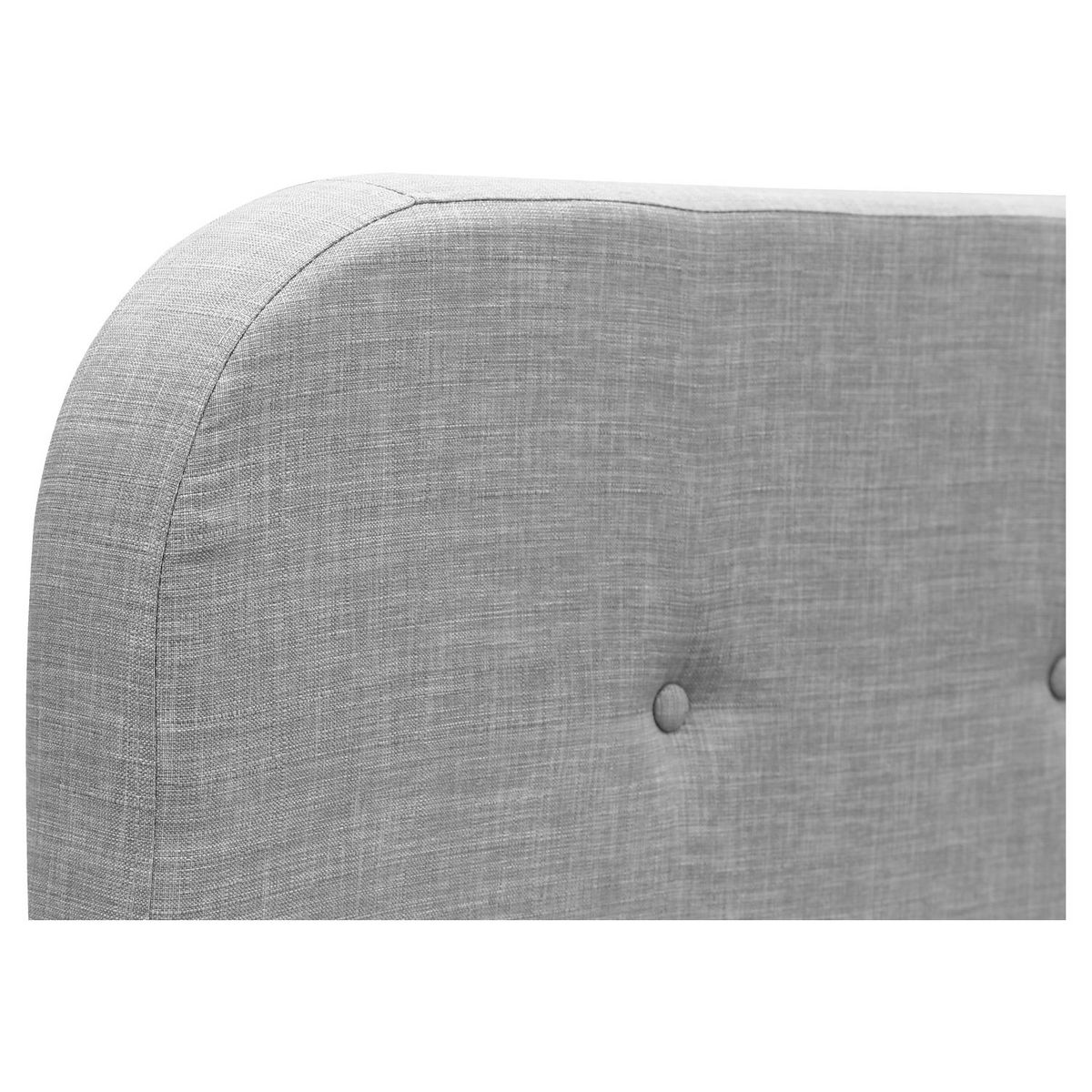 Lit coffre avec sommier relevable et tête de lit capitonnée en tissu gris clair 140x190 cm JOHN