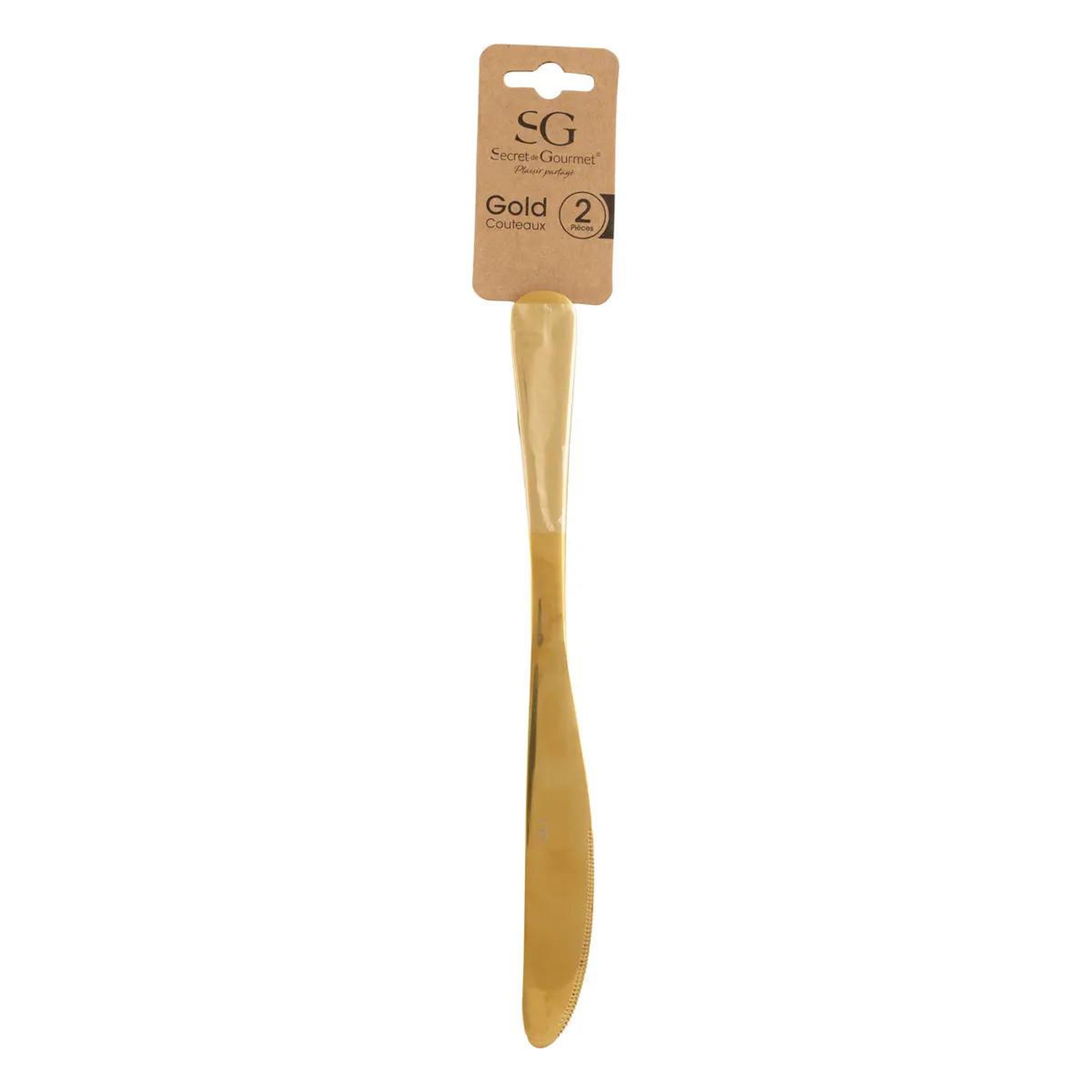 Voir la diapositive 3 : SECRET DE GOURMET Lot de 2 Couteaux en Inox  Gold  22cm Or