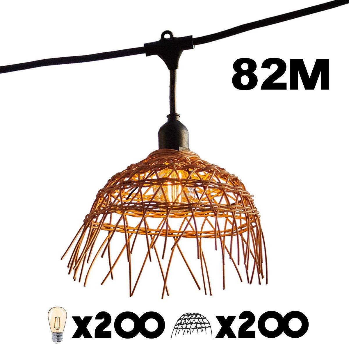 Lumisky Lot de 20 guirlandes HAWAII Noir Poly rotin 6M