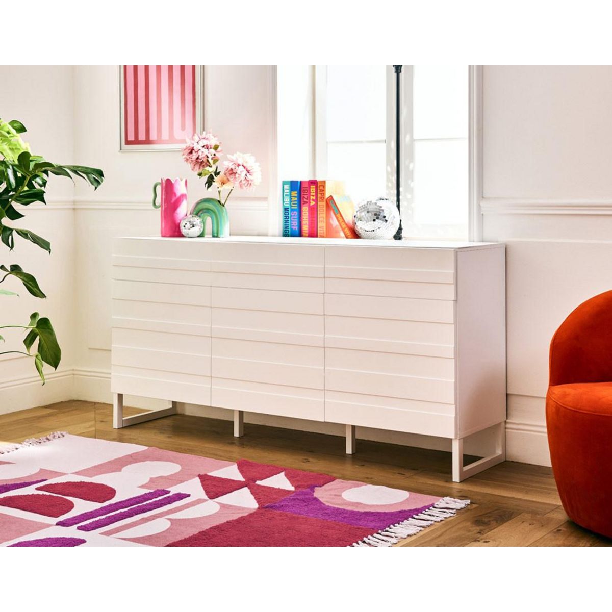 BEST MOBILIER Sofia - buffet bas - blanc mat - 110 cm