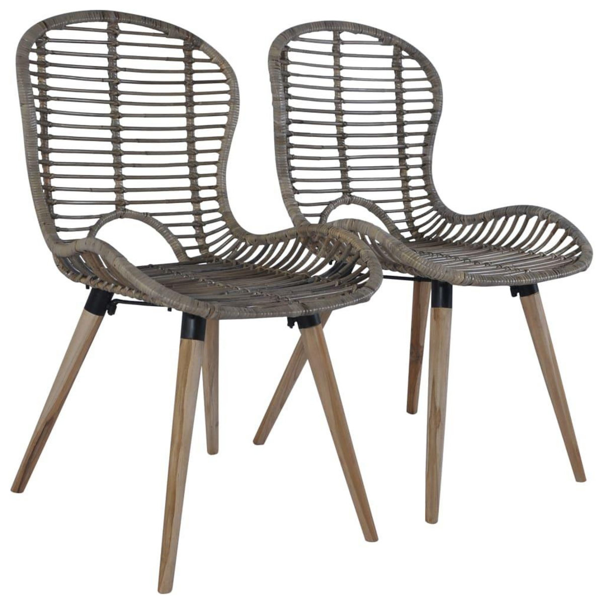 VIDAXL Chaises a manger lot de 2 marron rotin naturel