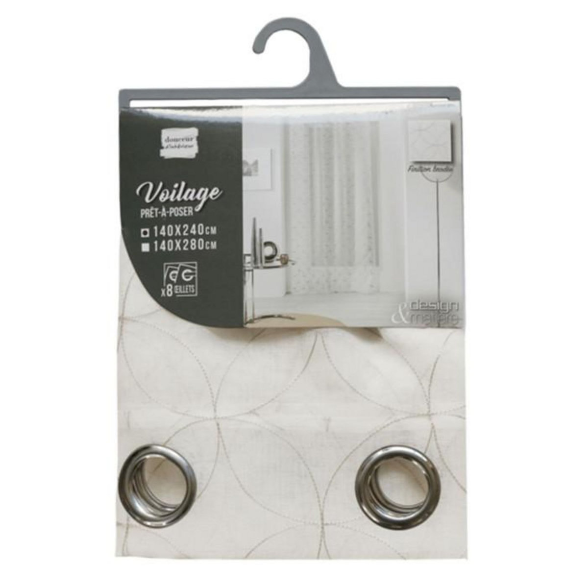 Paris Prix Rideau Voilage à Œillets  Olympia  140x240cm Gris