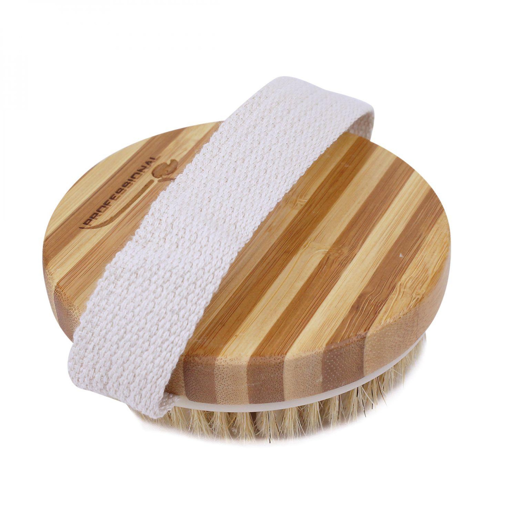 Voir la diapositive 4 : VIVEZEN Lot de 2 brosses de massage et de drainage, anti cellulite en bambou 11 x 11 x 3,5 cm avec poignée de maintien