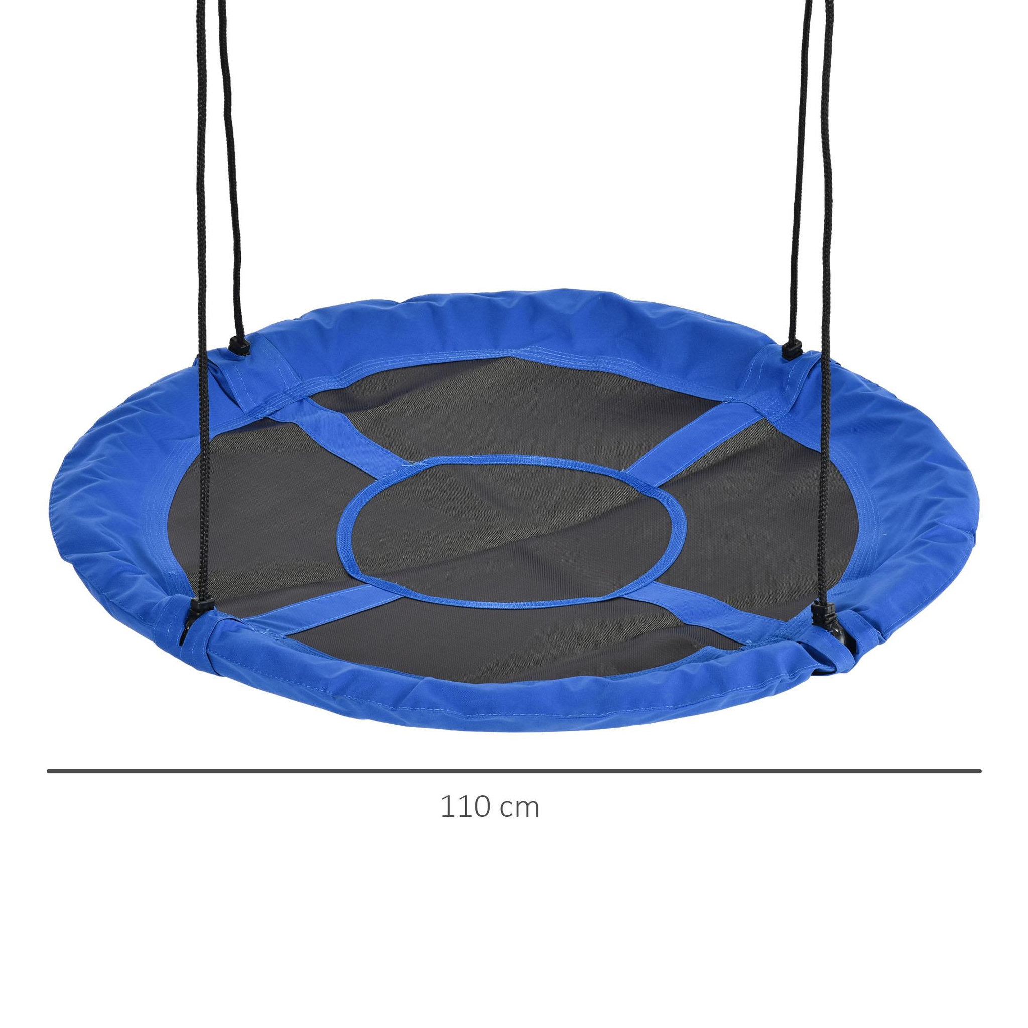 Voir la diapositive 3 : OUTSUNNY Balançoire nid d'oiseau ronde Ø 110 cm 4 anneaux inclus bleu