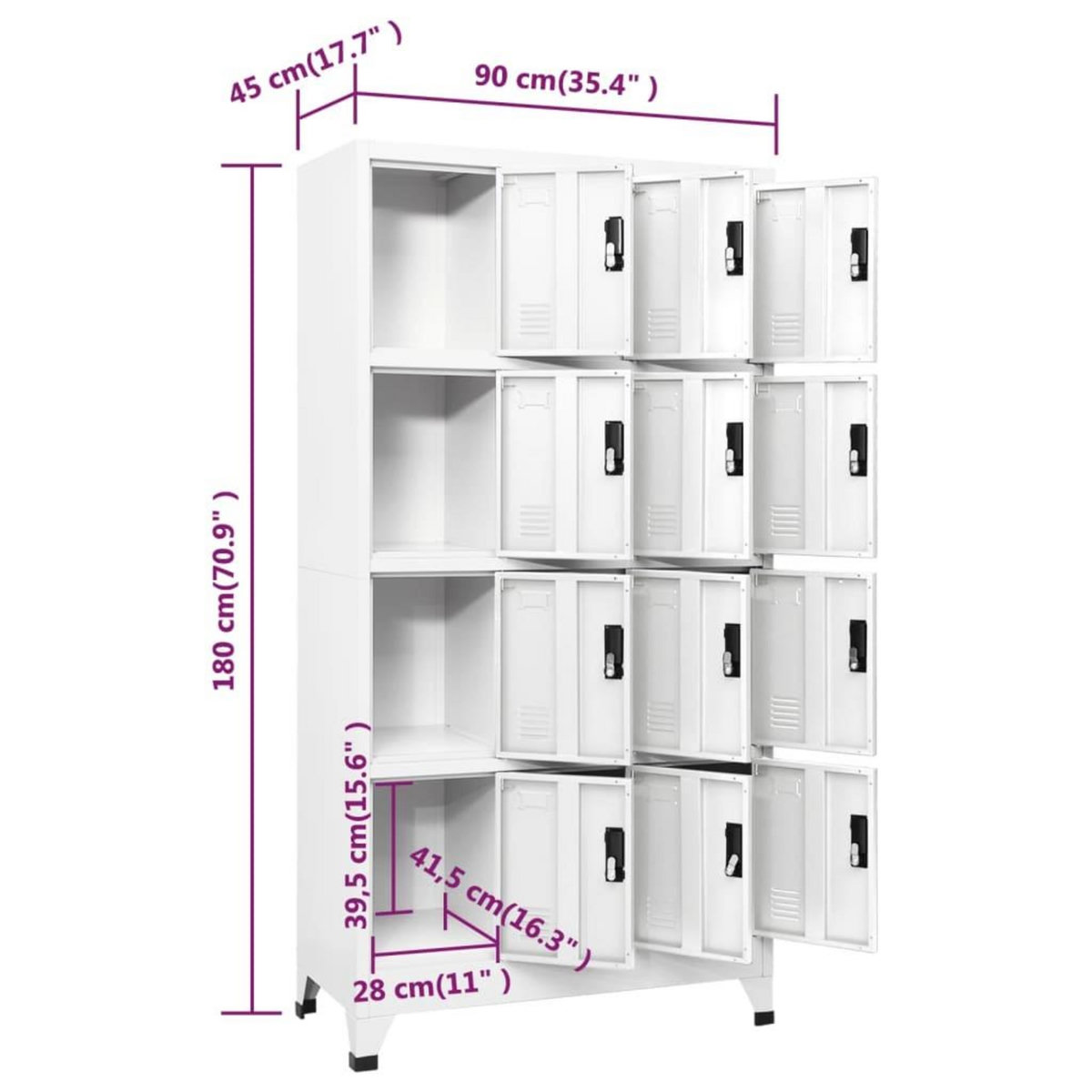 VIDAXL Armoire a casiers Blanc 90x45x180 cm Acier