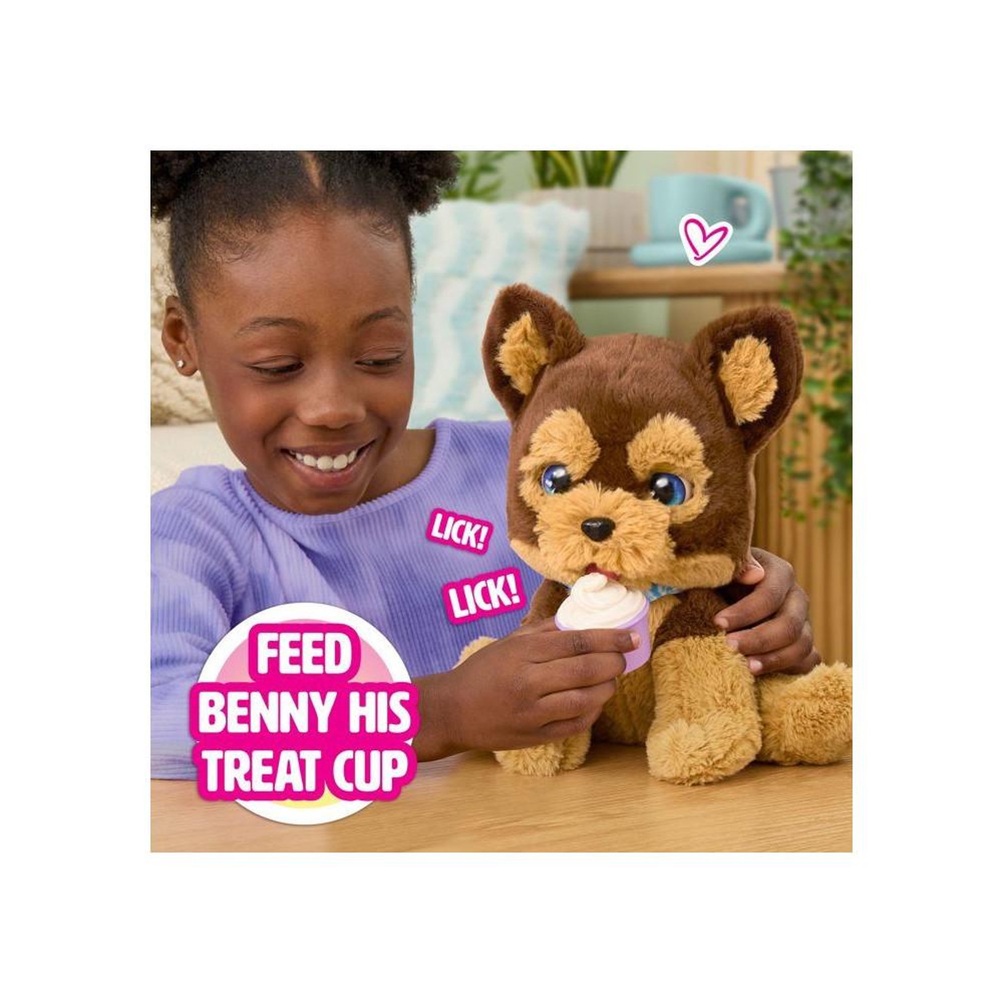 Voir la diapositive 2 : FURREAL FRIENDS Chien en peluche interactif à sons benny marron avec bandana bleu et accessoire friandises
